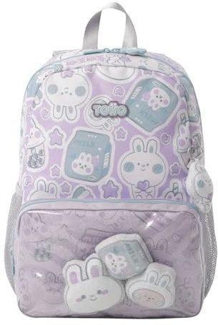 TOTTO - Mochila Infantil, Modelo Kawi M, Mochila Mediana, Capacidad 9 L, 2 Compartimentos, 2 Bolsillos Botella, Organizador Interno, Correas Acolchadas, Resistente y Duradera, Color Rosa