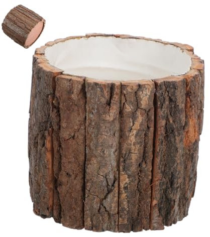 BESPORTBLE Fioriera Rustica in Legno Di Corteccia Dalbero Portavaso Decorativo Per Interni/esterni Vaso Vintage Per La Decorazione Della Casa