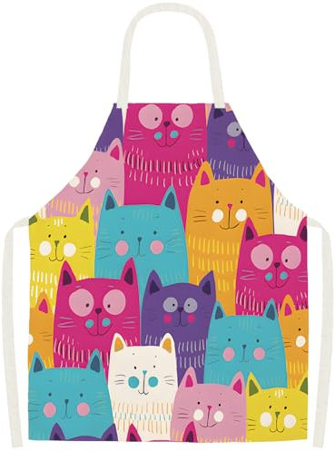 Novstuf Kochschürze Cartoon schwarz weiße Katze Muster Schürzen Verstellbare Karikatur Schürze aus Leinen Wasserdicht Küchenschürze für Damen und Herren Latzschürze für Haus,Restaurant 1 (Stil 5)