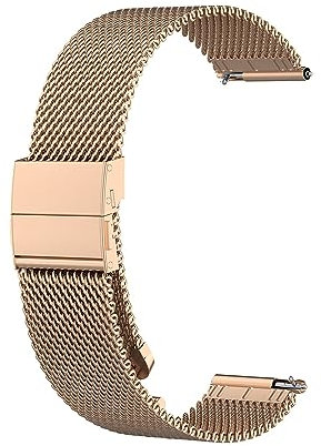 Bracelet en Acier Inoxydable Compatible avec Fossil Gen 5 Carlyle HR/Garrett HR/Julianna HR Bracelets, 22mm Engrener Métal Bracelet pour Fossil Gen 5 Carlyle HR/Garrett HR/Julianna HR, A-Or rose
