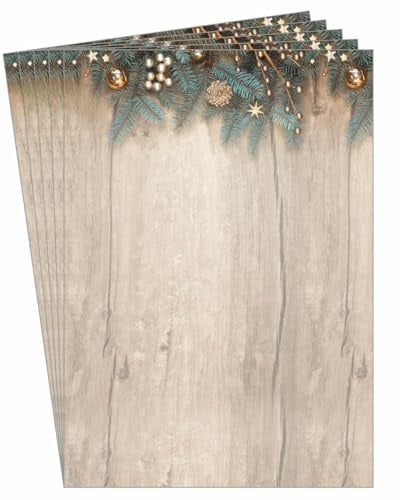 SIGEL DP664 Briefpapier Weihnachten Golden Greens A4, 25 Blatt, aus nachhaltigem Papier, Weihnachtsbriefpapier, Einladung, Menükarte