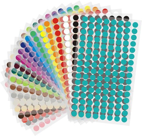 2816pcs Farbige Punkte,15 mm Runde Punkt-Aufkleber, Farbige punkte aufkleber, Farbkodierung-Aufkleber, Kleine Runde Dot Aufkleber, Farbcodierung Etiketten für Home Office Supplies 22 Farben (15mm)