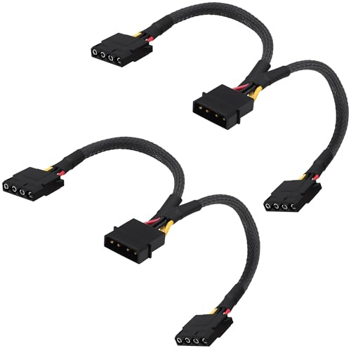 YARCHONN Molex 4 Pin Stromversorgung Y Splitter Verlängerungskabel D Typ Molex LP4 IDE 4 Pin 1 Stecker auf 2 Buchse Adapter Steckverbinder Stromkabel für Festplatten Kühle Lüfter -20cm / 2pcs