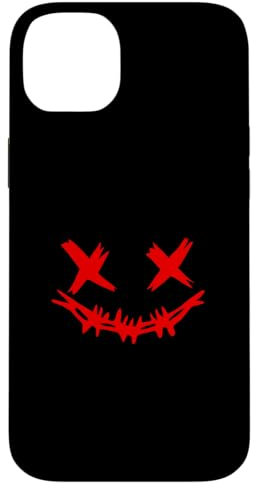 Red Grunge Face Stitch Smile Red Graphic Case for iPhone 14 Plus