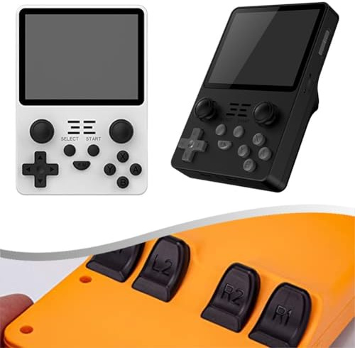 Powkiddy RGB20S - Consola de juegos retro portátil 15000 juegos integrados, pantalla IPS de 3 5 pulgadas para entretenimiento sin fin (16 GB + 64 GB, azul)