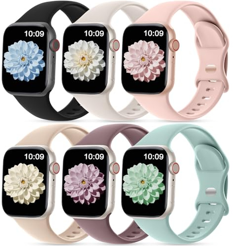 CeMiKa 6 Stück Sport Kompatibel mit Apple Watch Armband 44/45/46/49/42mm | Silikon Weiches Atmungsaktiv Armband Kompatibel mit iWatch Ultra 3 Ultra 2 1 Series 11 10 9 8 7 6 5 4 3 Damen Herren