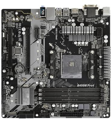 Computer Motherboards Fit For ASRock B450M PRO4 Motherboard Supports 5950X 5800X3D 5700X3D 5600X 5600G 1700X 2700X CPU AM4 4xDDR4 3200MHz mATX Mainboard