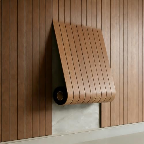 AMIGO Paneles de chapa de madera autoadhesivos,1,2 m² - 1 unidad 300 x 40 x 0,3 cm Paneles de pared 3D con aspecto de madera,acústico y decoración de paredes, salón,oficina,oficina,roble | Grosor 0,3 cm, superficie 1,2 m². Ideal para salón y oficina. Fácil de colocar, autoadhesivo.