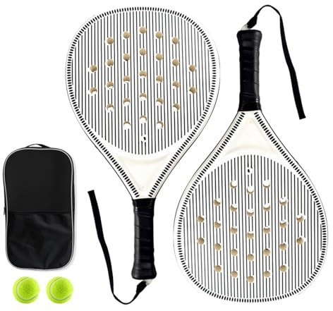 Qiwieod Palas De Pádel - Juego De Palas Playa | Agujeros Optimizados Raquetas de Entrenamiento para Niños y Adultos Práctica Exterior y Viaje