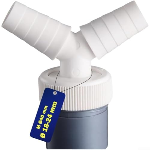 Sandyseptember Dual Purpose Washing Machine Drain Connection Pipe for Drain and Floor Cover, Smell Prevention Seal and Leak Proof Design with 2 Hose Clamps (Double)