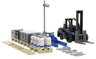 Stone Heap Hafenzubehör-Set mit Gabelstapler, Paletten und Kisten, 233 Teile, Bedruckt, 245g, ab 12 Jahren