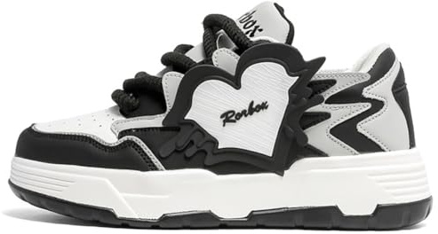 Sneakers Skate Classiche Uomo Donna Tomaia Pelle-Mesh Durevole Suola Gomma Stabile Piattaforma Spessa Scarpe Moda