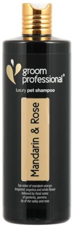 GROOM PROFESSIONAL Exclusive Mandarin & Rose Hundeshampoo - Hundeshampoo Gegen Geruch - Luxuriöses Duftshampoo für Hunde - Macht das Fell Weich & Glänzend - Reinigt Tief - Fruchtiger Duft, 450ml