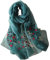 Alysee Schöner Damen-Schal aus Seide und Wolle, gemischte Blumenstickerei, Schal, cyan, Large