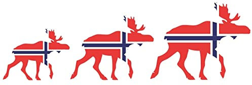 Samunshi® Elch Karawane Aufkleber Elchhirsche Norwegen Flagge Nationalfarben - 20x6,3cm