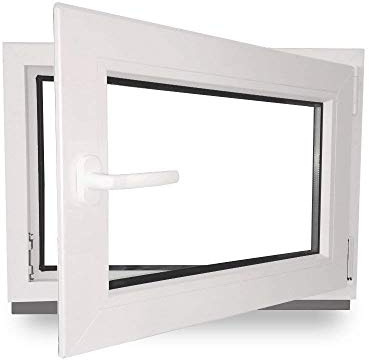 Kellerfenster - Fenster - Dreh- & Kippfunktion - innen weiß/außen weiß - BxH: 90 x 80 cm - 900 x 800 mm - DIN Rechts - 2 fach Verglasung - 60 mm Profil