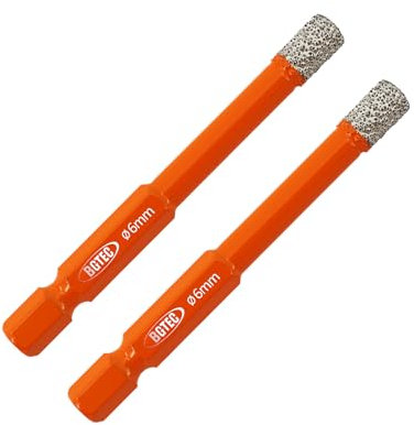 BGTEC Forets à Diamant Sec avec Changement Rapide Tige Hexagonale pour Carreaux de Porcelaine Céramique Marbre Brique 2 Pièces Diamètre 6mm