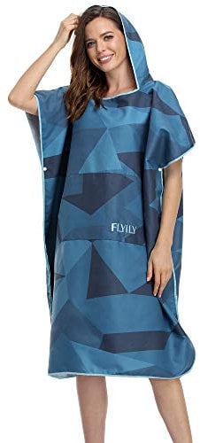 FLYILY Surf Poncho Mobile Umkleide Umkleidehilfe und Kuscheliger Bademantel in Einem Modisch und nützlich (NavyGeometry, Large(Fit for Adult))