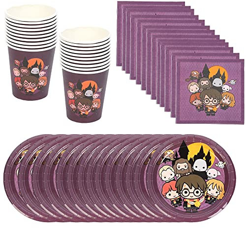 BlinBlin Party Tableware for Hary Pot Birthday, Magical Theme Party Dinnerware Plates, Plates Cups Napkins, 20 Guests Party Supplies