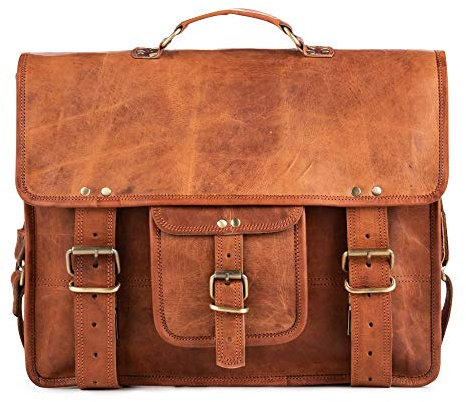 Berliner Bags Vintage Umhängetasche Berlin XL aus Leder, Messenger Bag mit Laptopfach für Damen und Herren - Braun