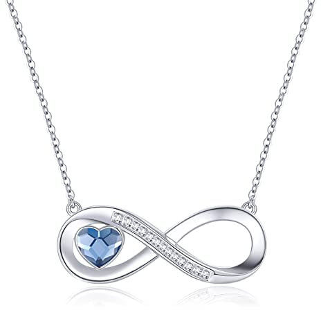 LOUISA SECRET Kette Damen Infinity Herz Halskette 925 Sterling Silberr or Messing mit Rose Gold, Kristall Ketten Anhänger mit Zirkonia, Geburtstag Valentinstag Weihnachten Muttertag Schmuck Geschenke