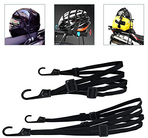 2 Pezzi Cinghia Elastica con Ganci, Cinghie per Moto, Cinghie per Bicicletta, Cinghie per Valigie Bagagli, Cinghie del Casco, Cinghie Elastiche per Bagagli (60 cm + 90 cm, 2 Pezzi)