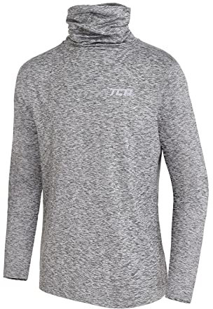 TCA Boys' Warm Up Long Sleeve Training Workout Funnel Neck Thermal Running Top with Thumbholes - Quiet Shade Marl,12-14 Years