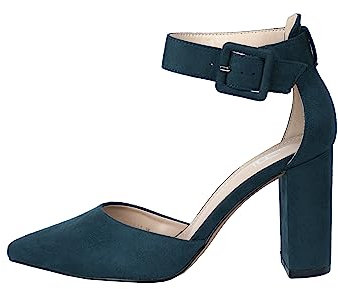 Rio Fiore Damen Pumps, Dunkelgrün, 8,5cm Blockabsatz, Textil, Riemchenpumps, 7724-1-15 (Dunkelgrün, 37EU)