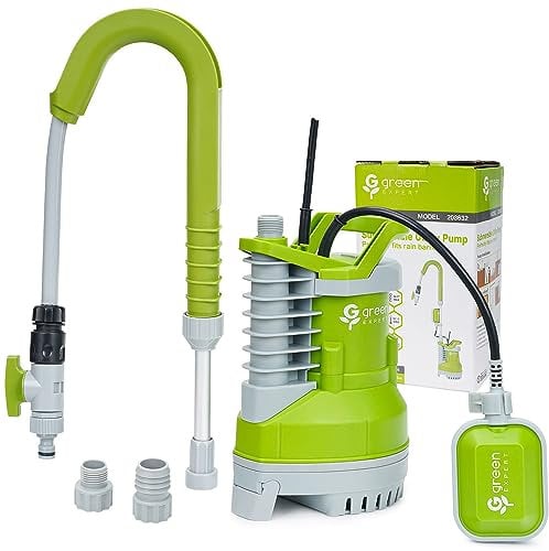 Green Expert 1/3HP Submersible Utility Pump with Rain Barrel Tube and Adjustable Floater Switch Max Flow 1200GPH