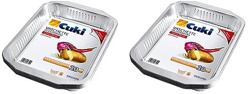 Cuki Vaschette Alluminio - Ultra Forza - Con Manici - 8 Porzioni - Rettangolari [Rs98G] - Formato Convenienza - 1 Confezione da 20 Pezzi