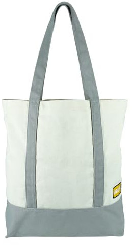 UBUYI Baumwolltasche 42x38x10 cm, 450 g/m2 Dicke Einkaufstasche Stoffbeutel, Faltbar, Lange Henkel Tragetasche, Damen Student (Grau)