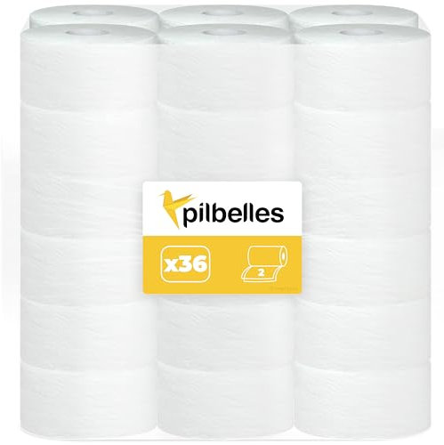 PILBELLES Papier Toilette Mini Jumbo 2 Plis | 36 Rouleaux Papier Toilette Pour Distributeur