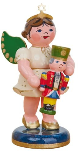 Richard Glässer Seiffen Hubrig Engel mit Nussknacker - 6,5 cm