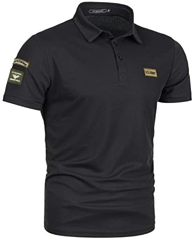 HAQUOS Poloshirt Herren Kurzarm - Passform Workout Fitnessshirt Herren Kurzarm Kurzarm Mit Brusttasche Knöpfe Revers Hemden Herren Atmungsaktiv Polo-Shirts herren kurzarm atmungsaktives golf poloshirt