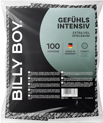 BILLY BOY Kondome Gefühlsintensiv 100er Pack | 55-62mm im oberen Bereich | Kondome mit mehr Freiraum (1 x 100 Stück)