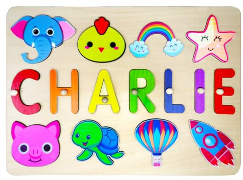 Keepelgant Personalisiert Namens Puzzle 1,2,3 Reihiges Puzzle für Kinder mit Lernspielzeug, individuelles Namenspuzzle mit gepolsterter Schachtel, Geburtstagsgeschenk für Kinder