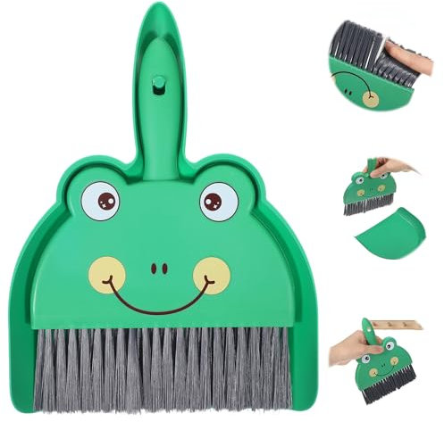 Tyqour Green Dustpan and Brush Sets Portable Dust Pan and Brush Cute Brush and Pan Set Durable Mini Dustpan and Brush Dustpan Brush Table Desktop Cleaning Supplies for Tabletop Debris Keyboards