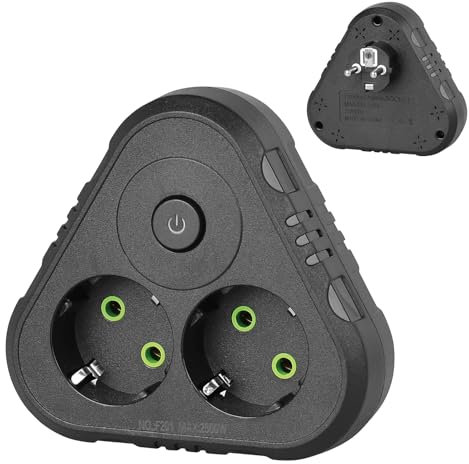 Anluomafuy Ladron Enchufes Doble con Interruptor, Enchufe USB con 2 Enchufes, Enchufe de Alimentación, Regleta Enchufes Proteccion Sobretension, Adaptador de Enchufe para Oficina y Habitación