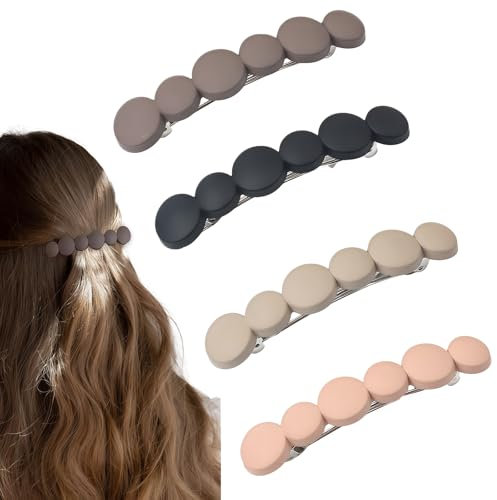 SSKHE 4Pcs Barrettes à Cheveux Françaises, Clips Latéraux Délicates, Pinces à Cheveux de Printemps Automatiques Simple Élégant, Ensemble Petite Épingle à Cheveux Mode pour Femmes et Filles