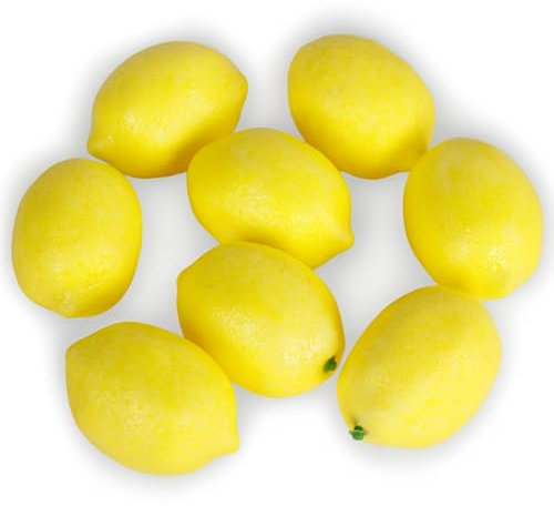 Zyiphor 8 Pezzi Finti Limoni Gialli Decorazioni a Limoni Artificiali Finto Giallo Limone Decor Realistico Fake Frutta Limoni per la Cucina Decorazione da Tavolo Ghirlanda Oggetti di Scena Fotografico