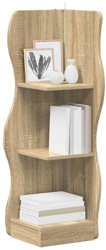 vidaXL Eckregal mit Regal Sonoma-Eiche 34 x 33 x 102 cm Holzwerkstoff, Wohnzimmer, Moderne Wellenregal, feuchtigkeitsbeständig, platzsparende Ecklösung, haltbare Deko-Aufbewahrung