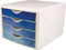 helit H6129634 - Schubladenbox „the chameleon“, 4 Schubladen, für Format DIN A4, cold water, 1 Stück