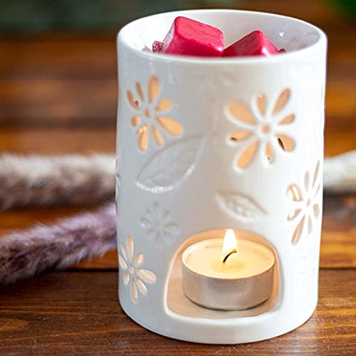 Candle Brothers Teelicht Duftlampe | Duftlampe NYL | Aromalampe für Duftwachs | Raumduft mit Teelicht | Duftlampe Keramik Weiß | Lampe für Büro, Schlafzimmer, Yoga