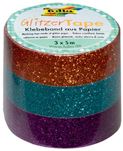 folia 28503 Deko-Klebeband Glitzer-Tape, weiá/grau/schwarz