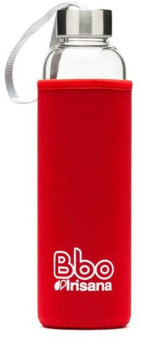 Irisana Bbo5 Bouteille réutilisable en borosilicate de 500 ml avec housse en néoprène Rouge