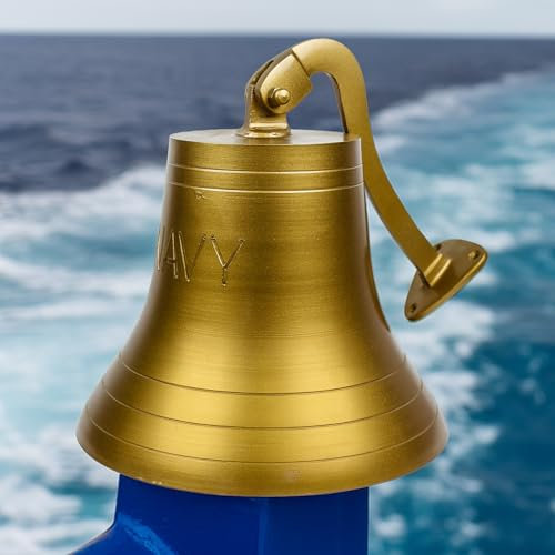 Campana decorativa nautica in ottone antico in alluminio con incisione della Marina degli Stati Uniti | Regali nautici marittimi | Nagina International (17,8 cm)