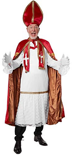 dressforfun 900841 St. Nikolaus Kostüm, heiliger Bischof Weihnachts Kostüm Set, mit Umhang, Kopfbedeckung und Handschuhe, dunkelrot - diverse Größen - (L | Nr. 303460)