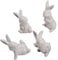 matches21 Dekorative Osterhasen Figuren Hasen Dekofiguren Porzellan 4er Set weiß Porzellanhasen je 7 cm Osterdekoration