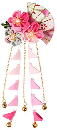 Beaupretty Pince à Cheveux Japonaise Épingle à Cheveux Tsumami Kimono Fleur Cheveux Cravate Bande Pince Accessoires de Cheveux (Rose)