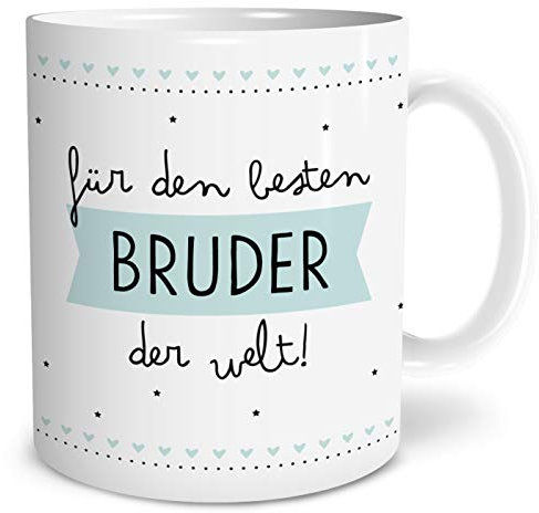 OWLBOOK® Geschenk für Bruder Bester Bruder Tasse mit Spruch Geschenke Geschenkideen für Bruder zum Geburtstag Hochzeit Keramik 300 ml